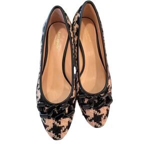 Kate Spade New York Kacey Tweed Pumps Size 9B | Tan/Black Houndstooth Block Heel